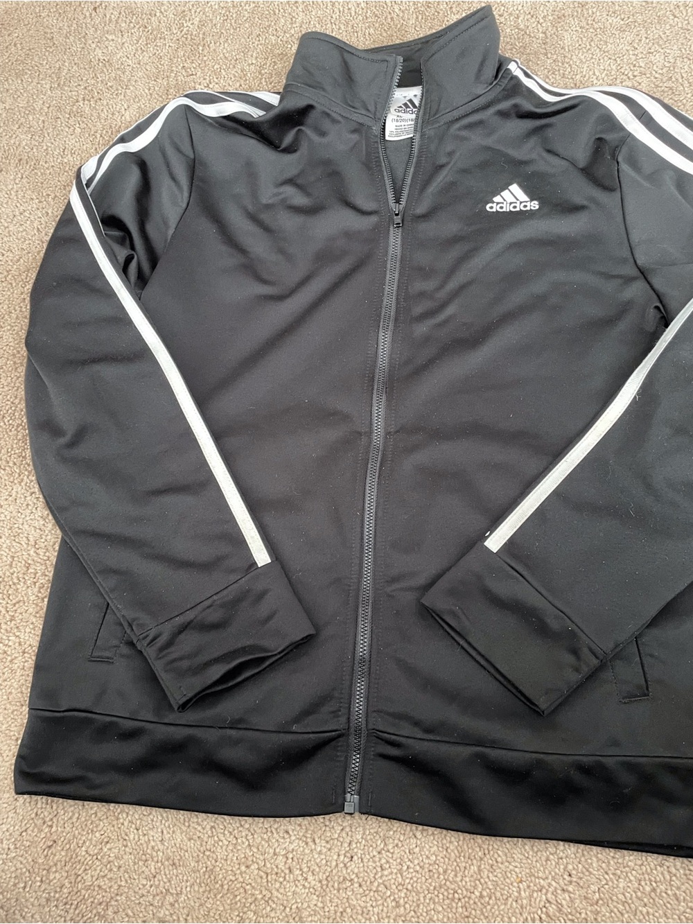 adidas Black Performance Track Jacket with White Stripes
